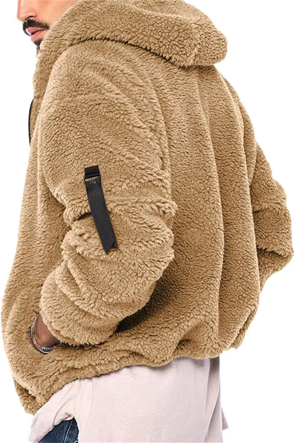 Mens Warm Fleece Sweater Hoodie Jacket Sherpa Coat with Fuzzy Lining Sportswear Hoodie Sweatshirt with Pockets