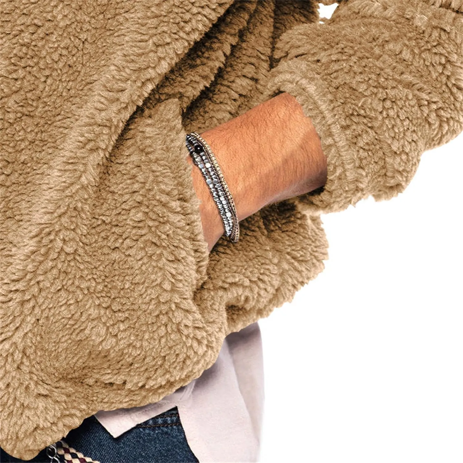 Mens Warm Fleece Sweater Hoodie Jacket Sherpa Coat with Fuzzy Lining Sportswear Hoodie Sweatshirt with Pockets