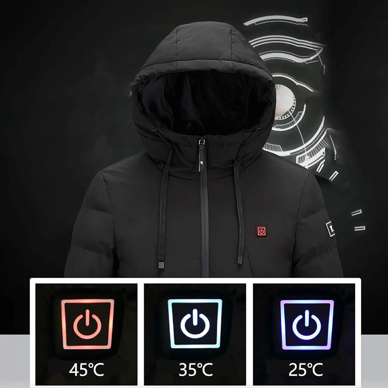 Men's Warm Puffer Jacket Men's Autumn and Winter Simple Comfortable Warm Plus Size Hooded Medium Warm Winter Coats