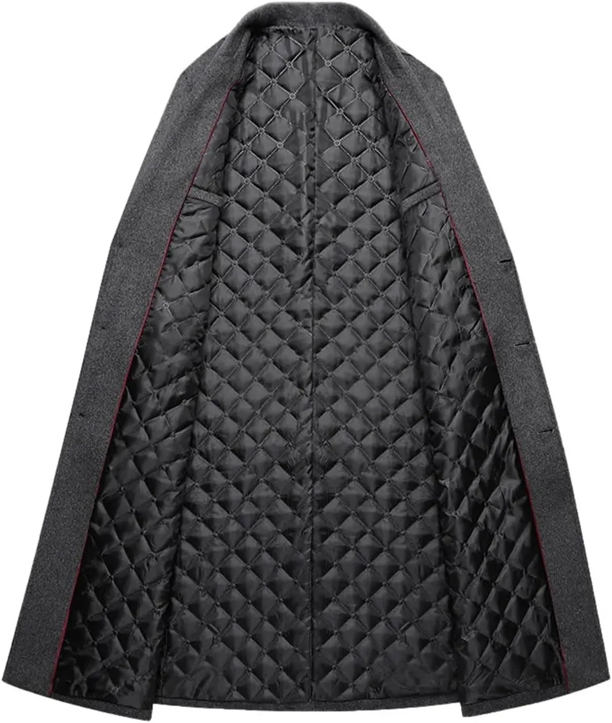 Mens Wool Blend Long Trench Coat, Notched Collar, Single Breasted, Warm, Slim Fit Pea Coat for Cold Weather