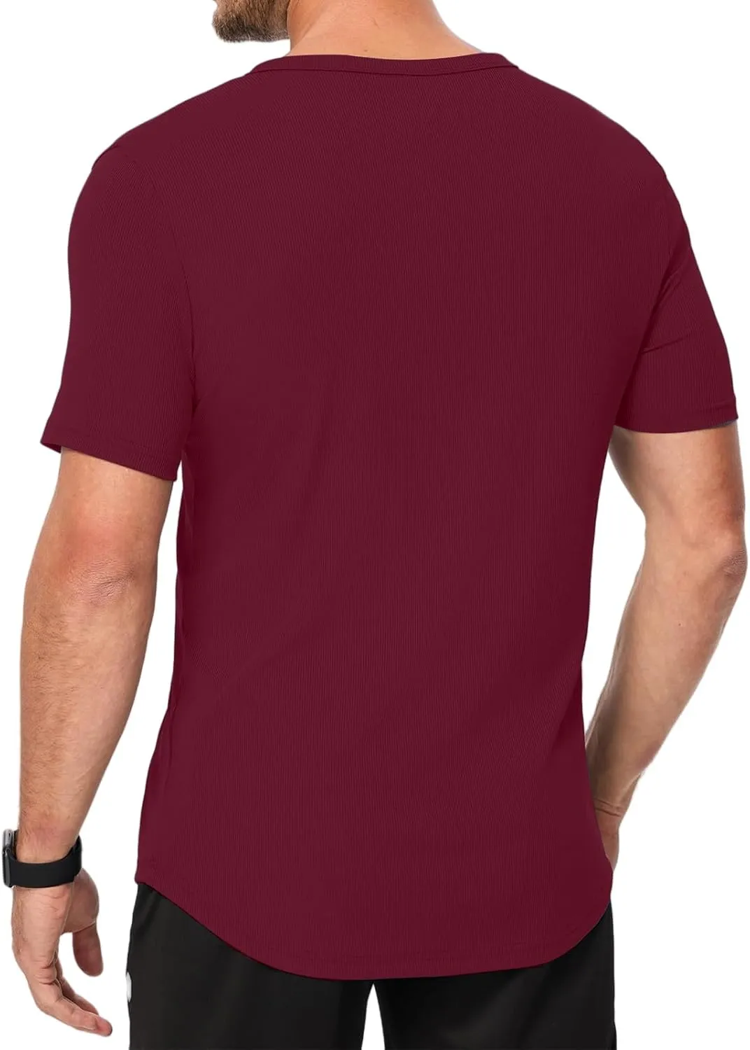 Muscle T-Shirts for Men Stretchy Workout Tops Short Sleeve V Neck Slim Fit Athletic Gym Tees Longline Henley T-Shirt