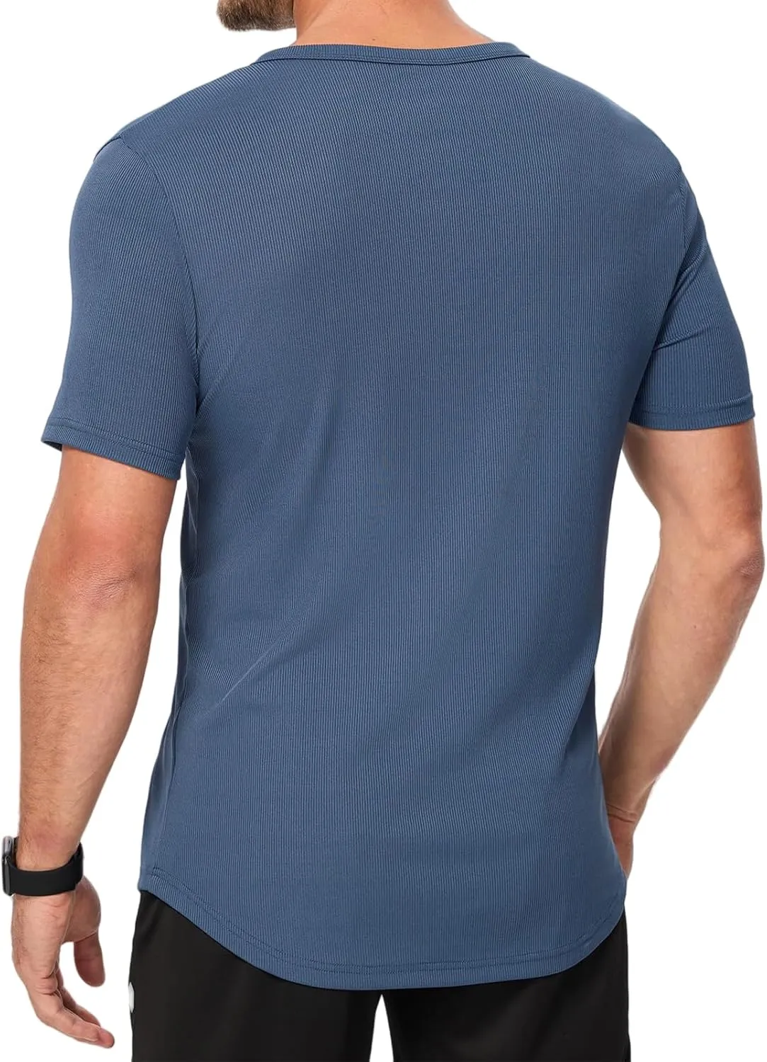 Muscle T-Shirts for Men Stretchy Workout Tops Short Sleeve V Neck Slim Fit Athletic Gym Tees Longline Henley T-Shirt