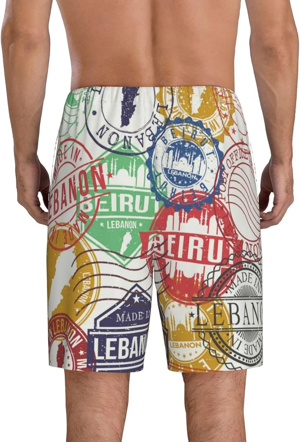 Novastar Mens Pajama Pants - Travel Stamp Sleep Comfy Shorts Mens Pajama Shorts, Pj Pants for Mens Lounge Shorts