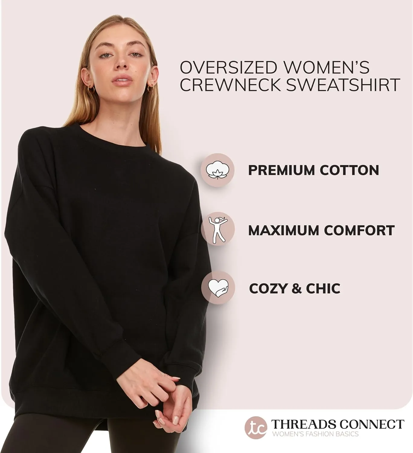 Oversized Sweatshirt for Women ?C Crewneck Fleece Pullover Soft Trendy Sweatshirt