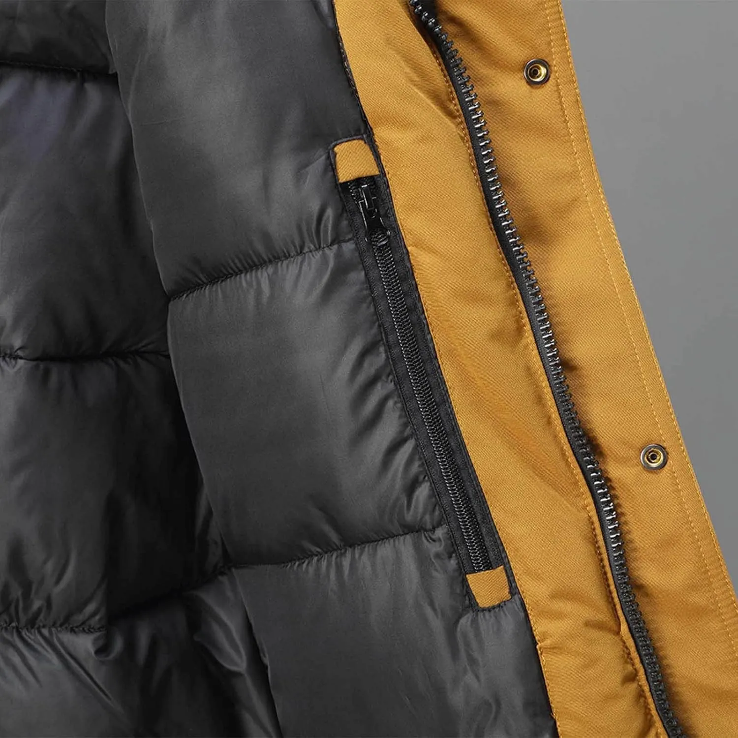 Parka Jacket Men Windproof Puffer Jacket Hooded Down Coat Plus Size Ski Jacket Padded Quilted Jacket Warm Winter Coats