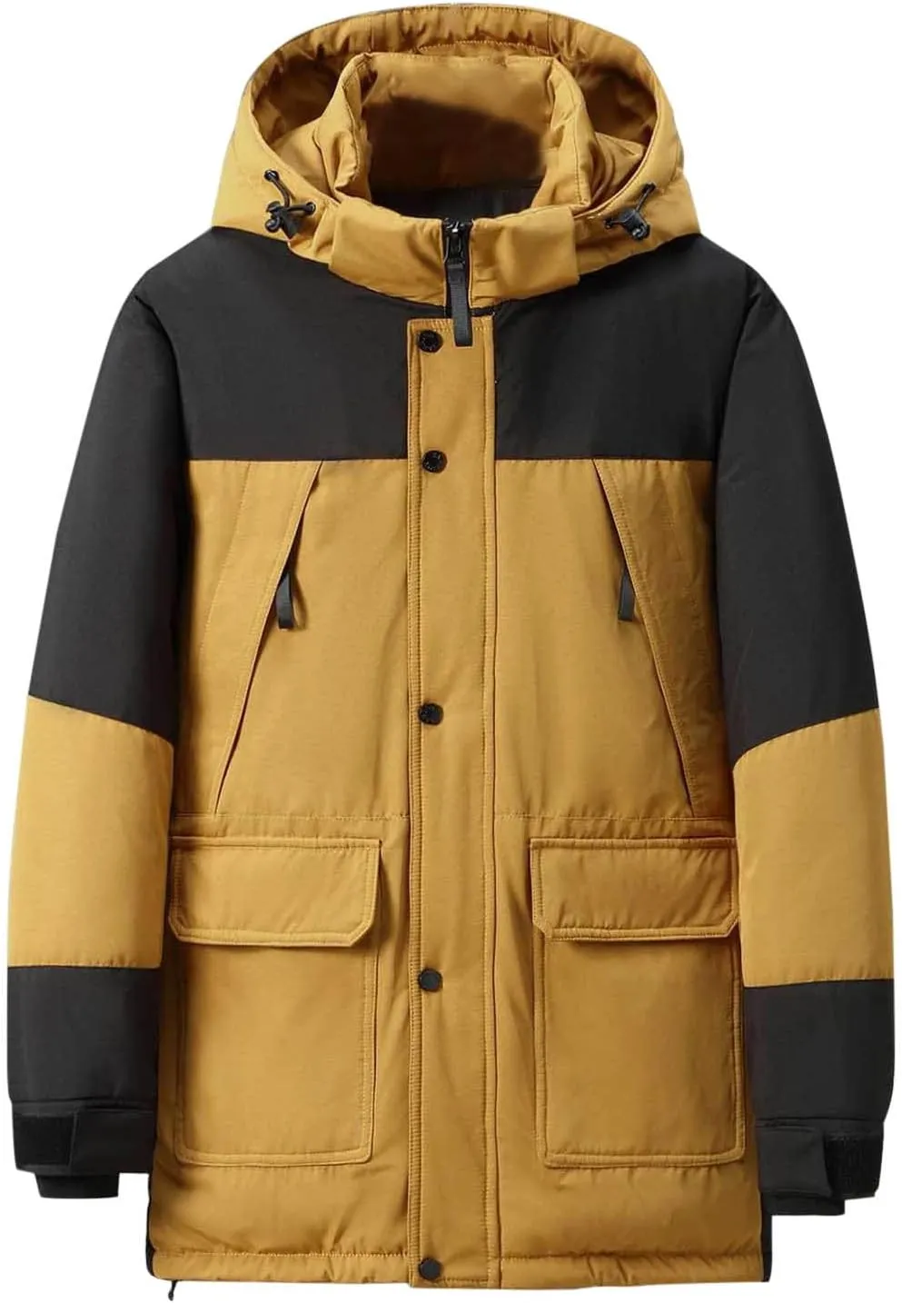 Parka Jacket Men Windproof Puffer Jacket Hooded Down Coat Plus Size Ski Jacket Padded Quilted Jacket Warm Winter Coats