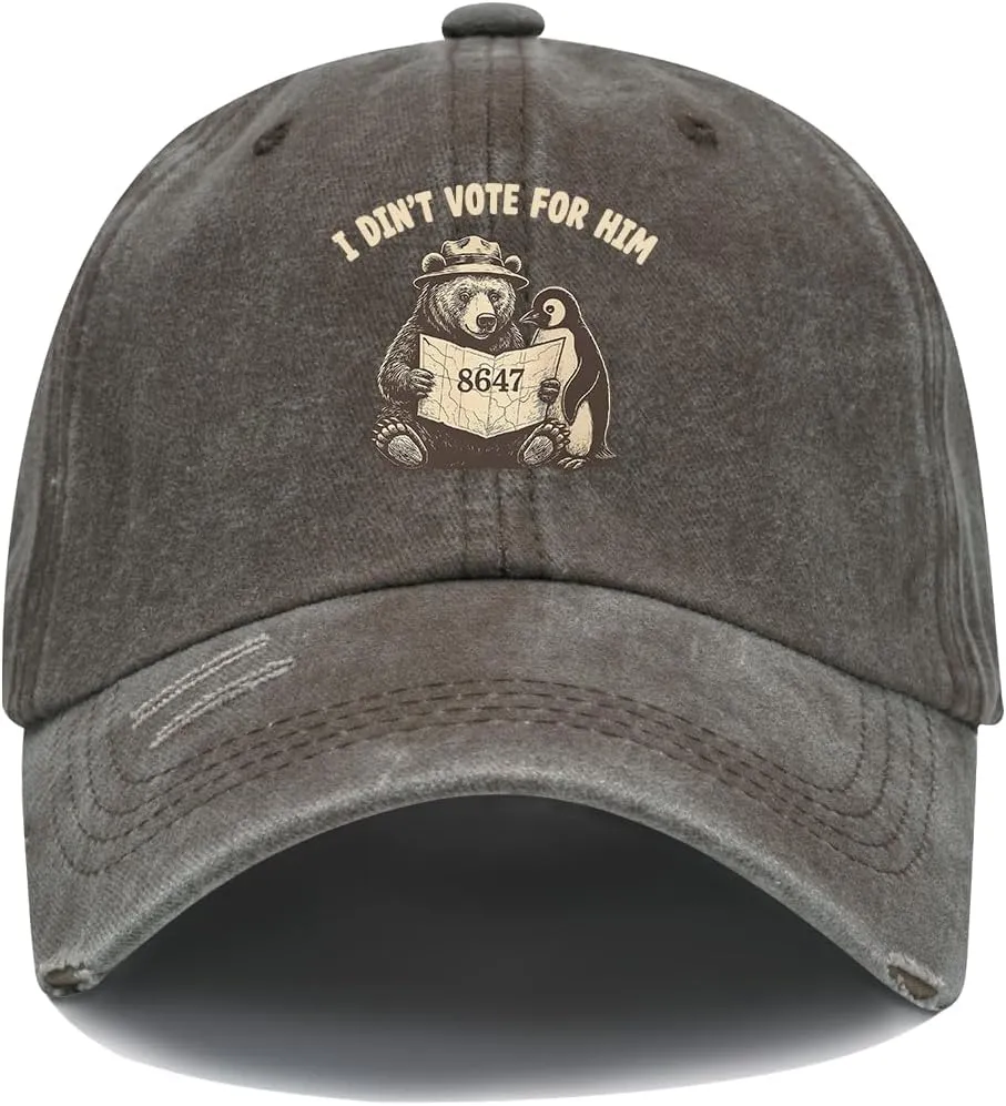 Penguins Resist Hat, I Didn't Vote for Him Cap, Funny Baseball Cap