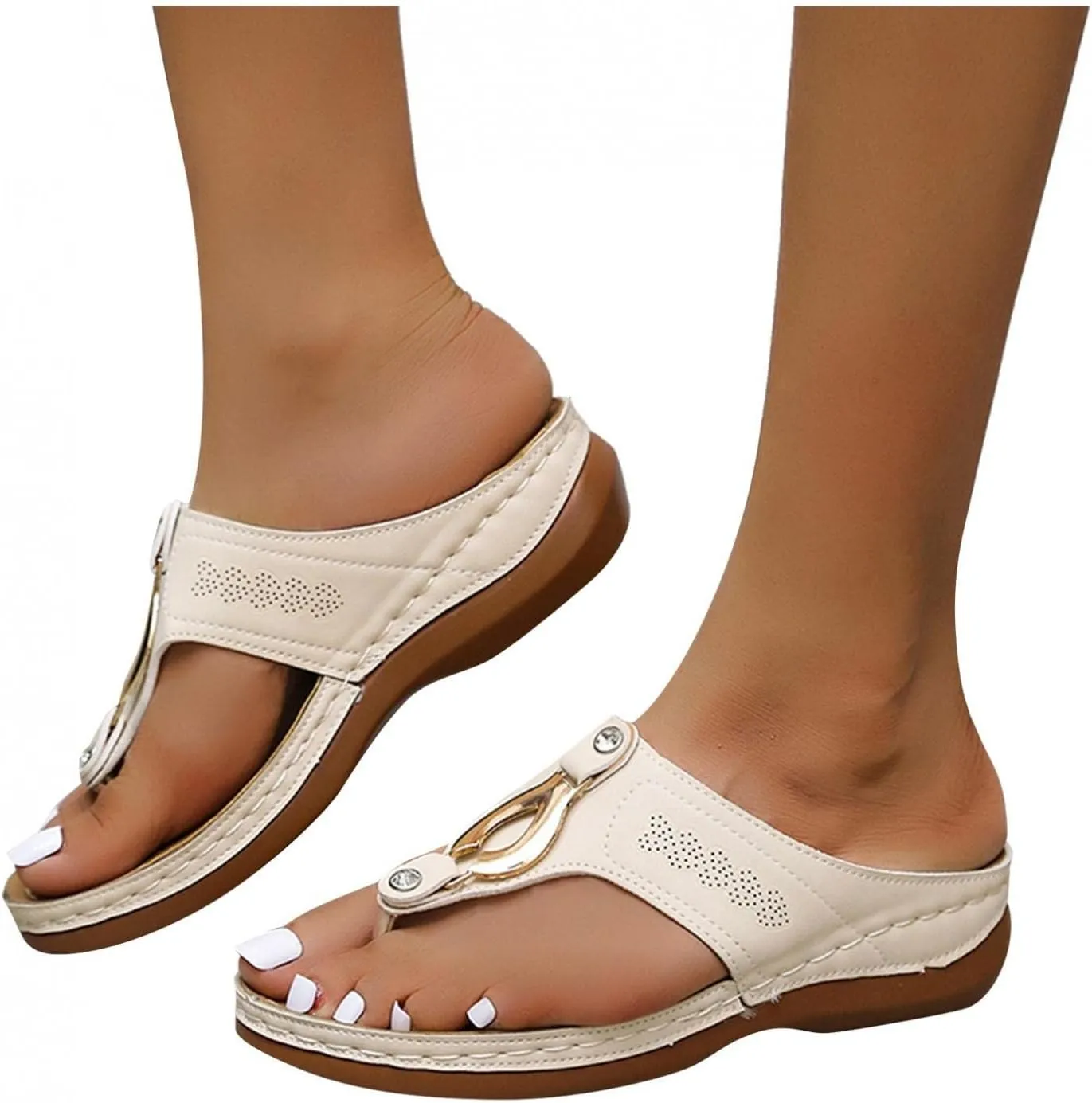PGOJUNI Womens Sandals Wide Width,Women Orthopedic Diabetic Sandals with Arch Support Wide Width Summer Platform Wedge Sandals
