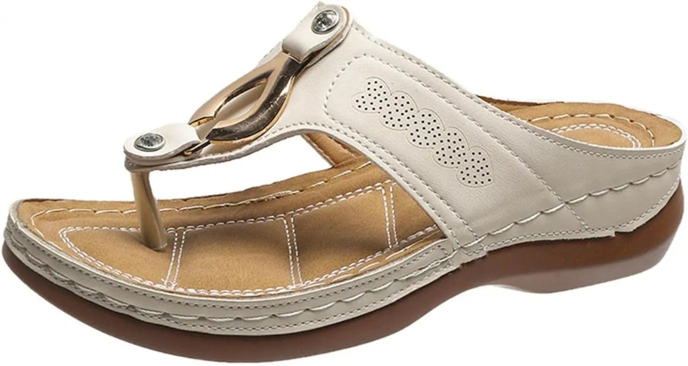PGOJUNI Womens Sandals Wide Width,Women Orthopedic Diabetic Sandals with Arch Support Wide Width Summer Platform Wedge Sandals