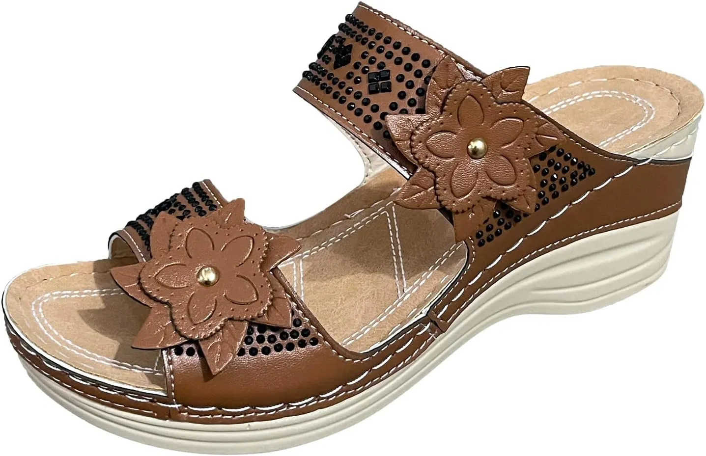 Platform Sandals Women Beach Sandals for Women Womens Casual Slip on Summer Wedge Womens Comfortable Summer Open Toe Wedges Orthopedic with Arch Support