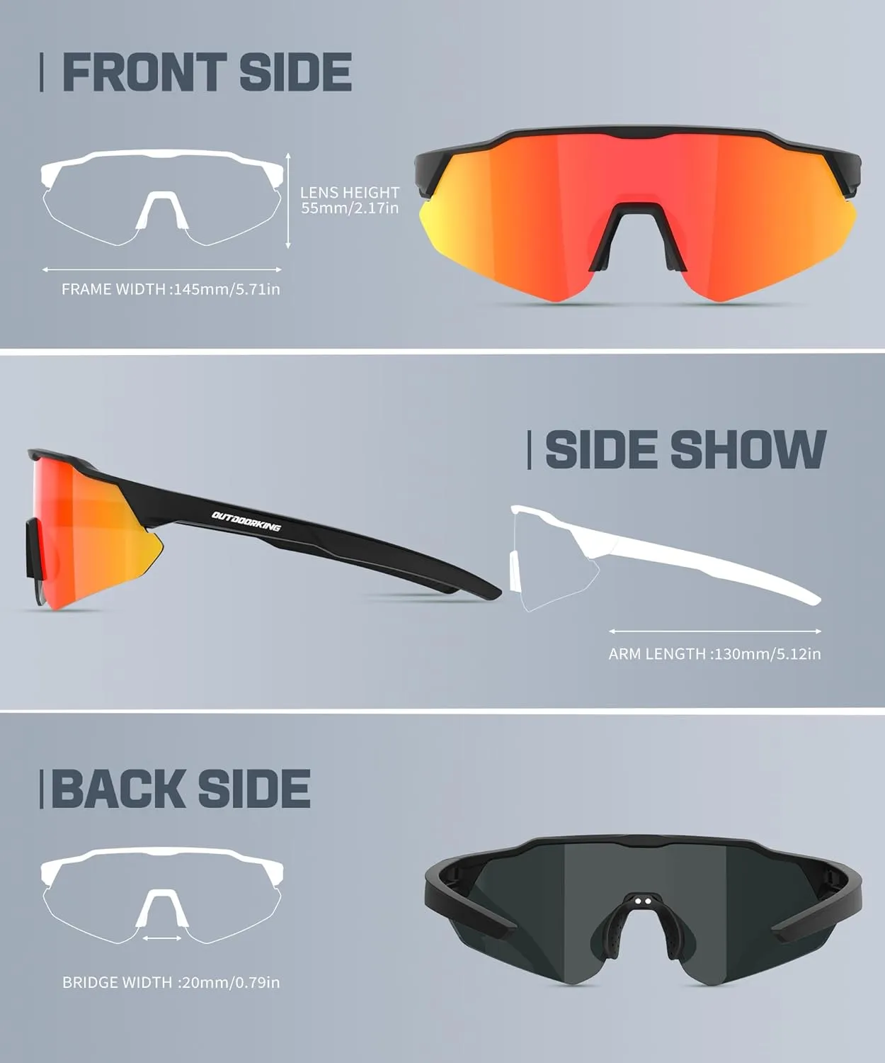 Polarized-Sunglasses-Men Sports Sun-Glasses Mens-Sunglasses: UV400 Protection for Cycling Fishing Golf