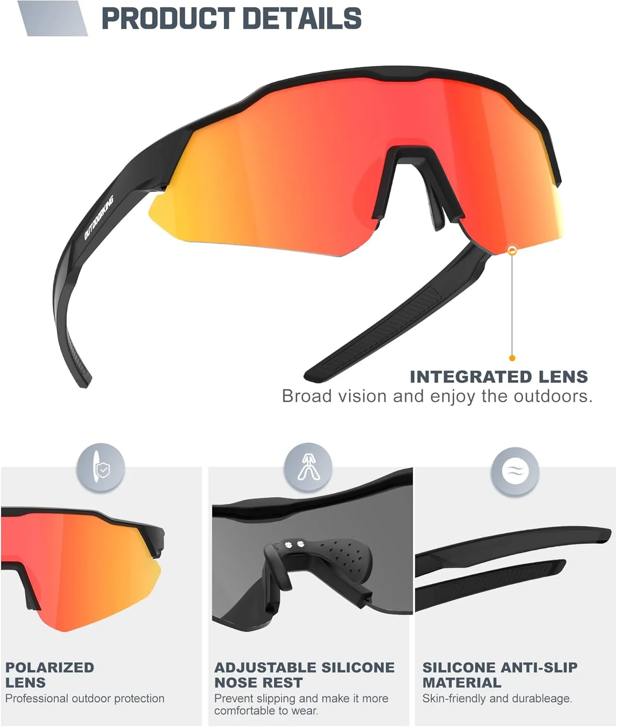 Polarized-Sunglasses-Men Sports Sun-Glasses Mens-Sunglasses: UV400 Protection for Cycling Fishing Golf