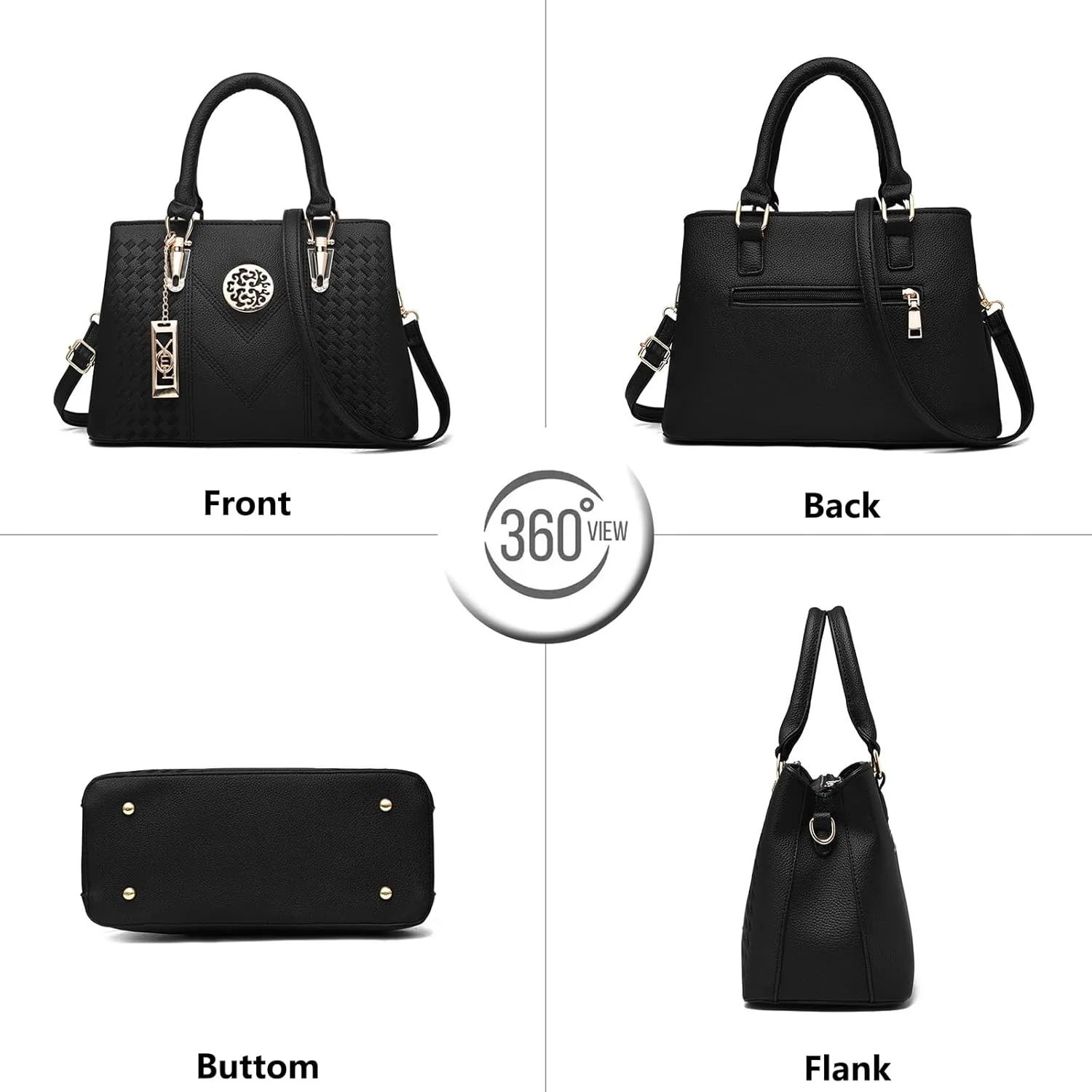 PORT&LOTUS Womens Top-handle Leather Handbags Totes Purses for Women Satchel Shoulder Bag for Ladies