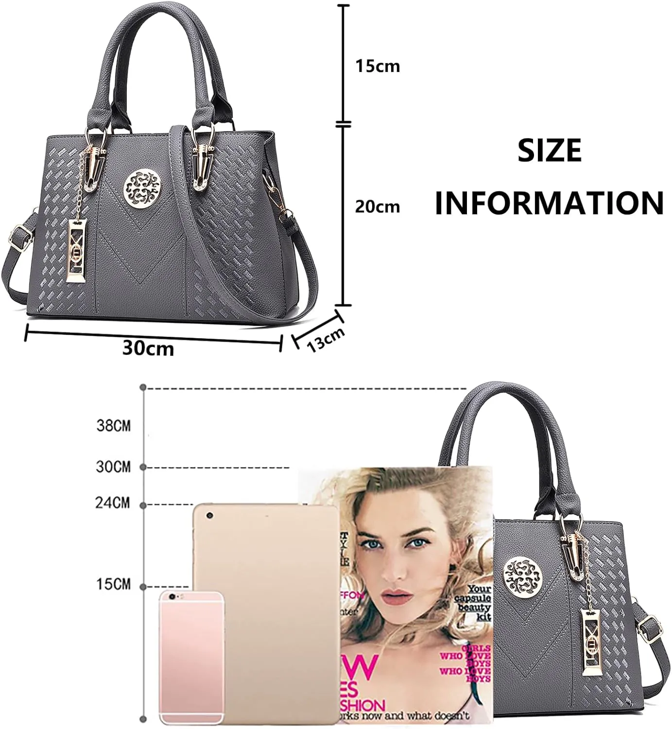PORT&LOTUS Womens Top-handle Leather Handbags Totes Purses for Women Satchel Shoulder Bag for Ladies