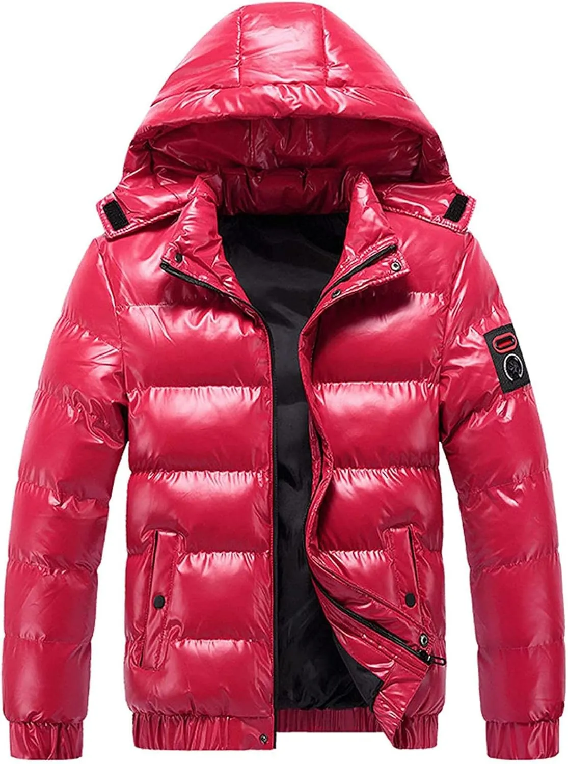 Quilted Bubble Jackets for Men Winter Warm Hooded Padded Puffy Coats Motorcycle Thermal Waterproof Puffer Jackets