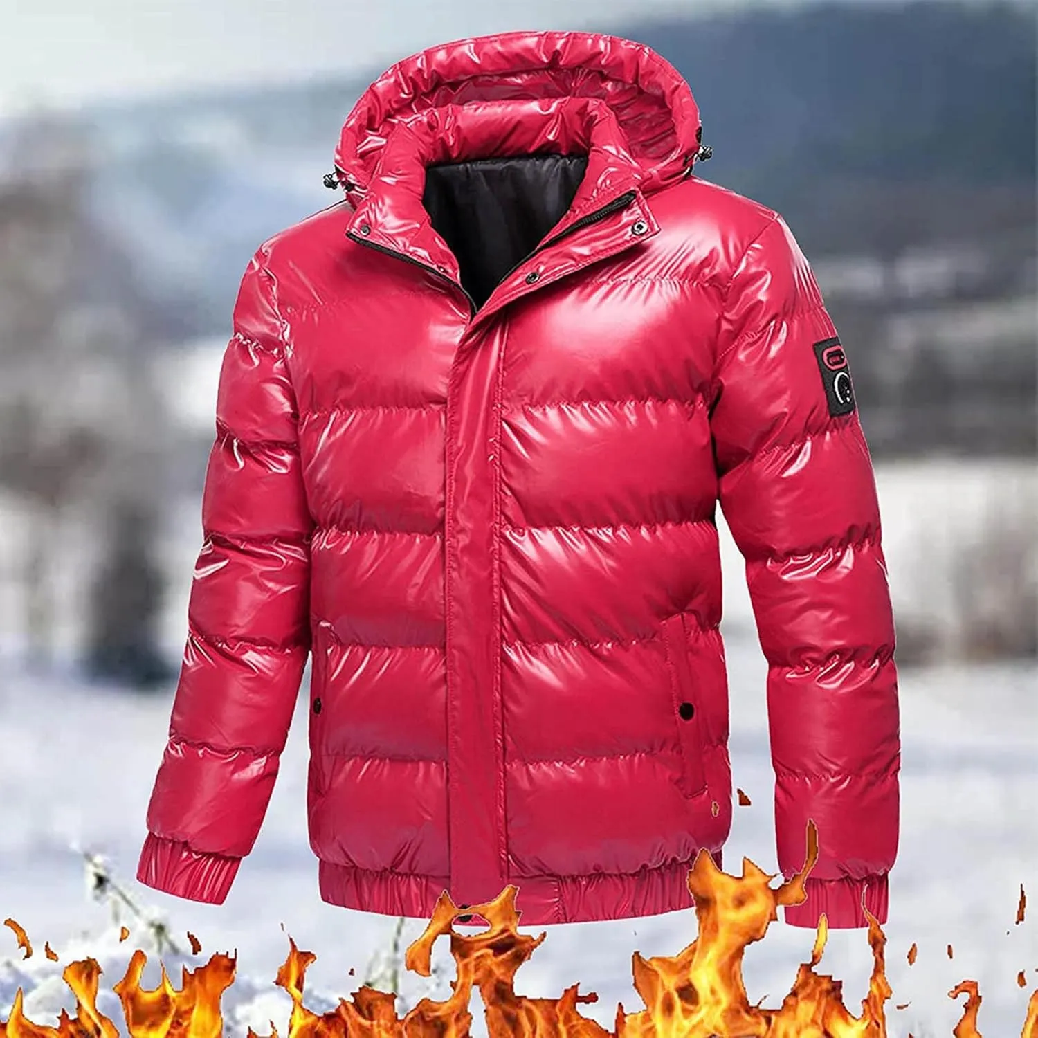 Quilted Bubble Jackets for Men Winter Warm Hooded Padded Puffy Coats Motorcycle Thermal Waterproof Puffer Jackets