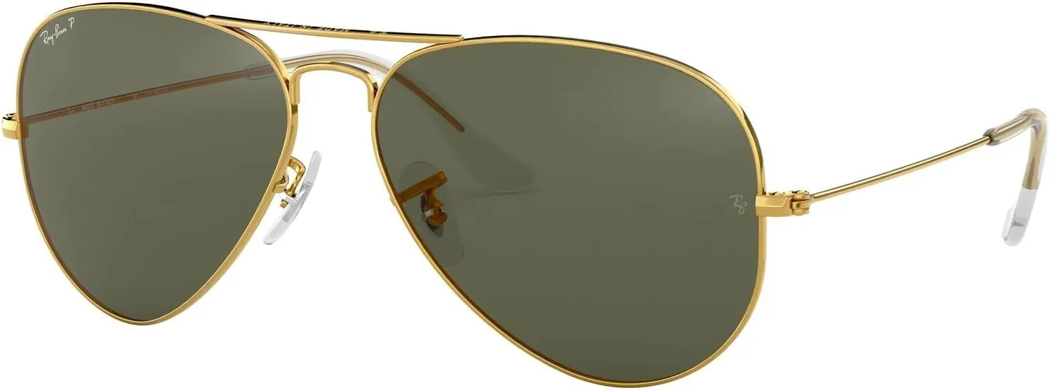 RAY BAN RB 3025 001/58 RAYBAN NATURAL GREEN POLARIZED LENS & ARISTA FRAME SIZE 55-14-135 SUNGLASSES