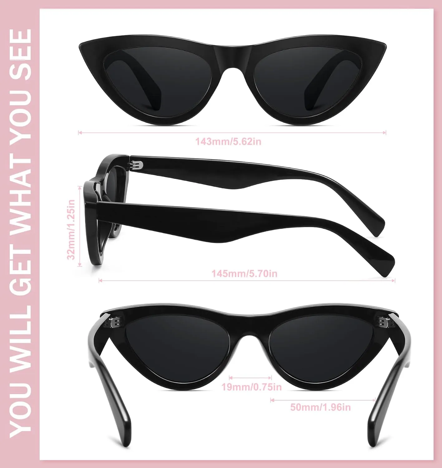 Retro Cat Eye Sunglasses for Women Trendy Polarized Womens Sunnies