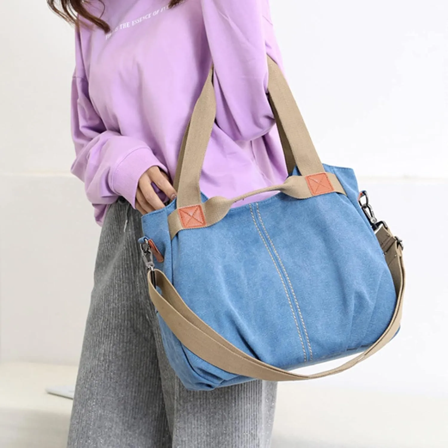 Retro Fashion One Shoulder Crossbody Women's Bag Large Capacity Fashion Handbag Women's Simple (Sky Blue, One Size)