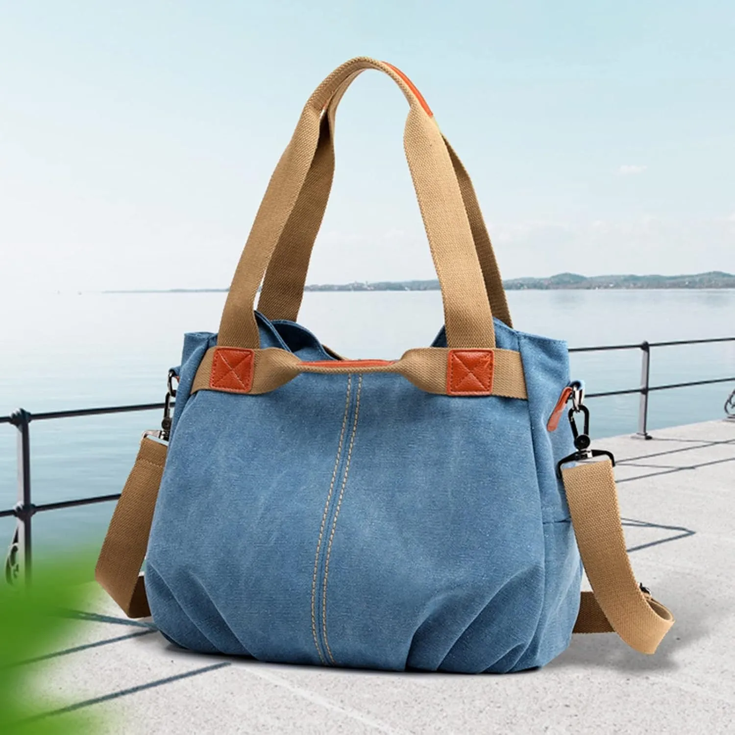 Retro Fashion One Shoulder Crossbody Women's Bag Large Capacity Fashion Handbag Women's Simple (Sky Blue, One Size)