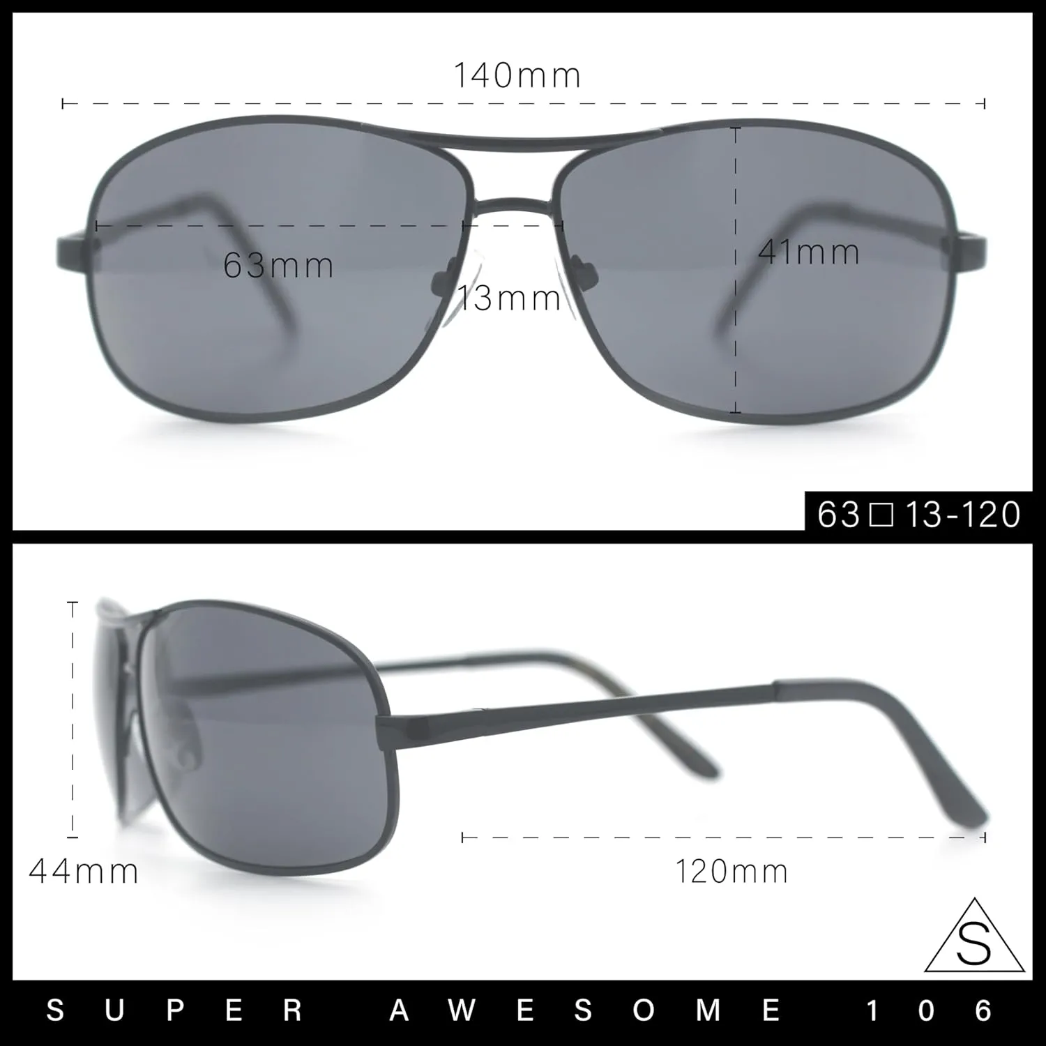 SA106 Mens Classic Air Force Officer Agent Metal Rim Cop Sunglasses