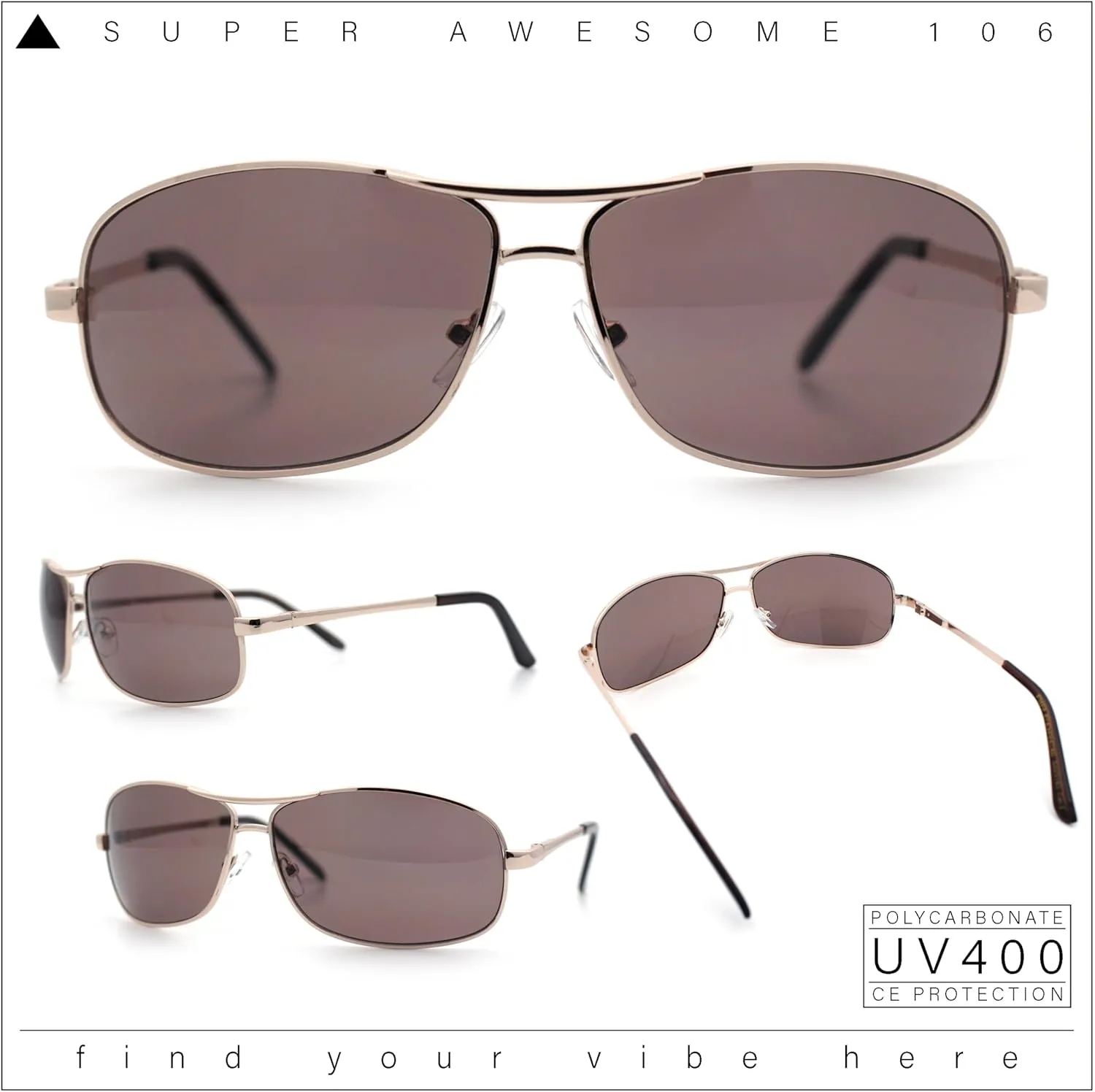 SA106 Mens Classic Air Force Officer Agent Metal Rim Cop Sunglasses