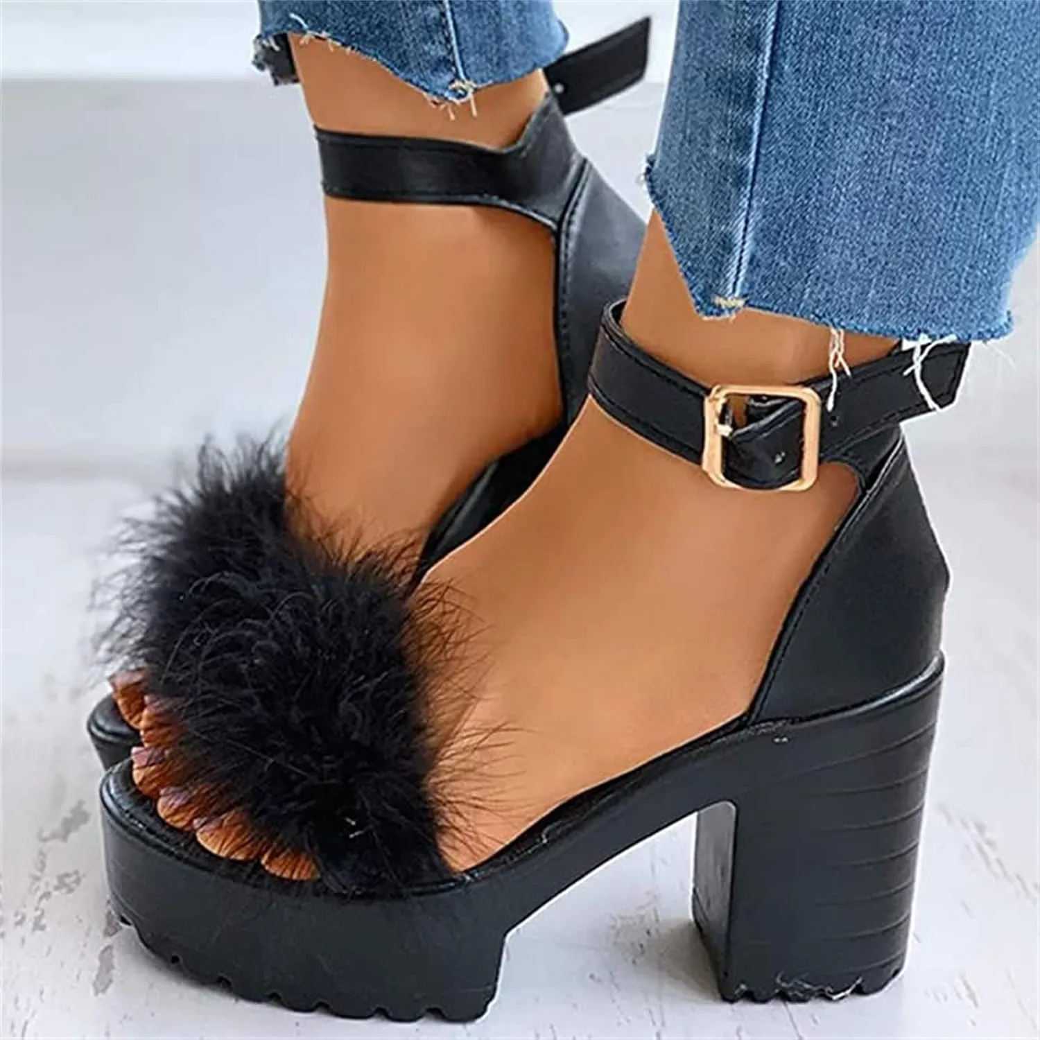 Sandals For Women,Womens Open Toe Ankle Strap Chunky Block High Heel Dress Party Sandals Dressy Summer Strappy Sandals