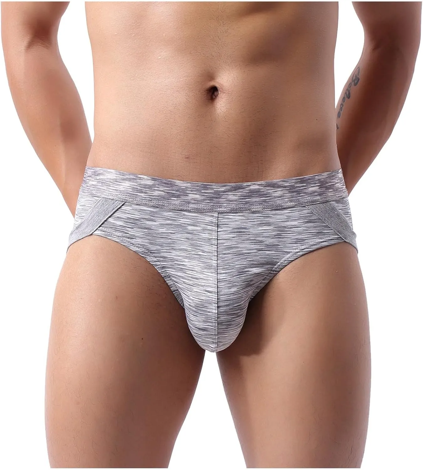 Sexy Mesh Briefs For Men Underwear Breathable Bulge Pouch Thongs Striped Elastic Waistband Lingerie Classic Underpant