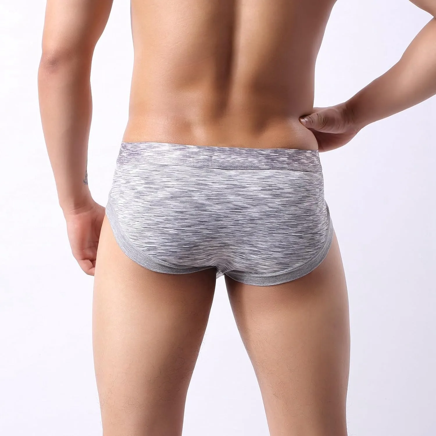 Sexy Mesh Briefs For Men Underwear Breathable Bulge Pouch Thongs Striped Elastic Waistband Lingerie Classic Underpant