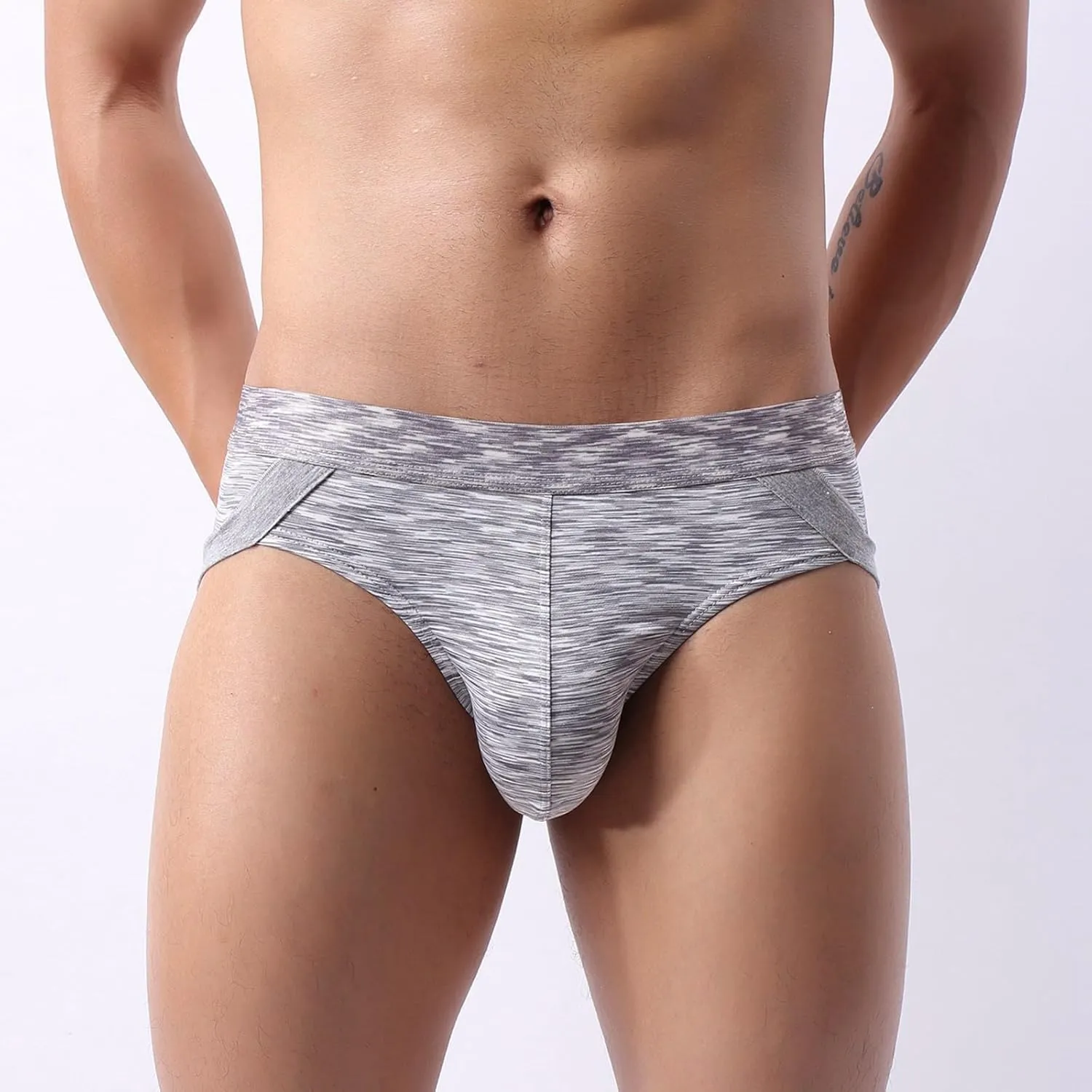 Sexy Mesh Briefs For Men Underwear Breathable Bulge Pouch Thongs Striped Elastic Waistband Lingerie Classic Underpant