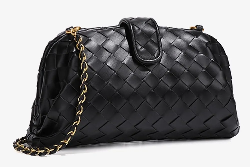 Slouchy Womens Woven PU Leather Hobo Bag Trendy Shoulder Bag Half Moon Shoulder Bag Beach Bag Top Handle