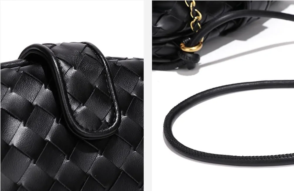 Slouchy Womens Woven PU Leather Hobo Bag Trendy Shoulder Bag Half Moon Shoulder Bag Beach Bag Top Handle