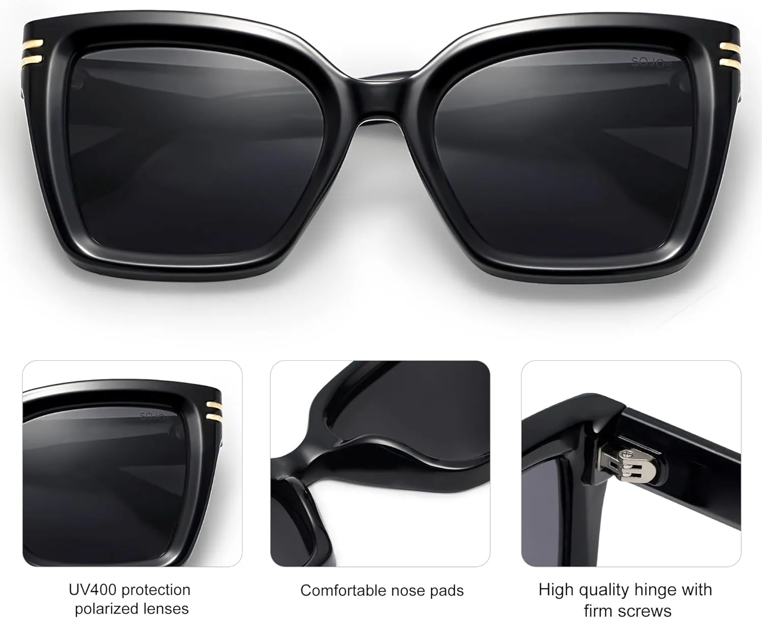 SOJOS Retro Oversized Polarized Cat Eye Sunglasses Womens Vintage Shades Trendy Stylish Sunnies SJ2291