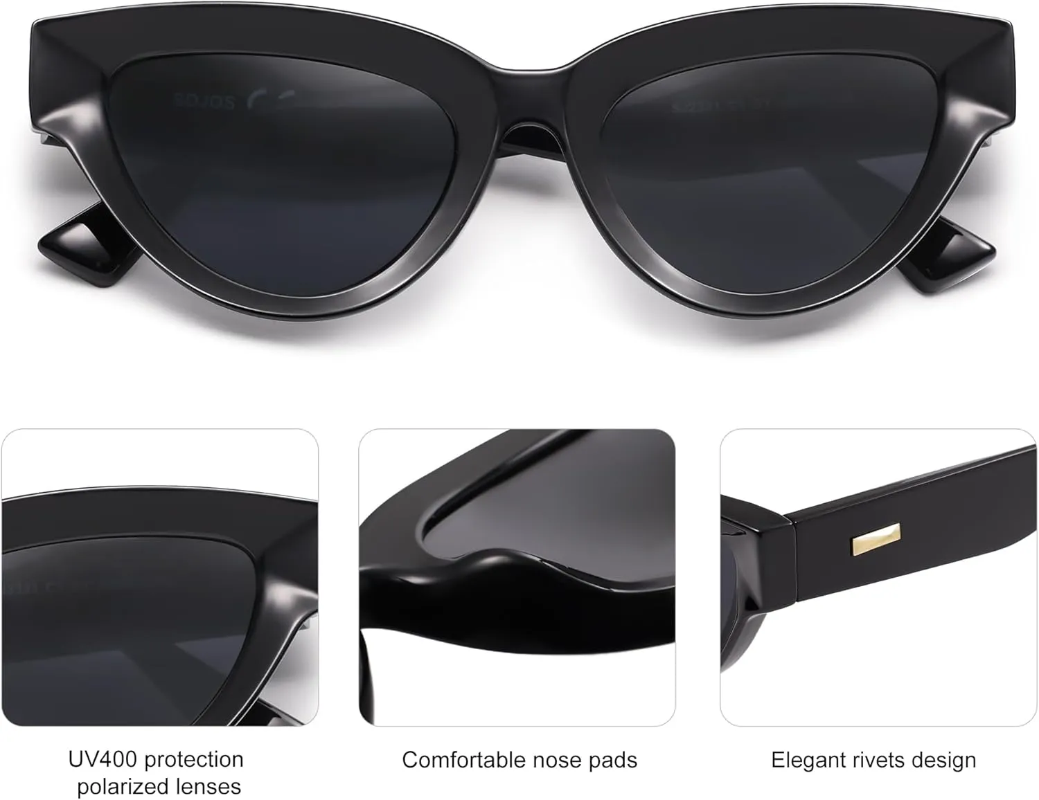 SOJOS Retro Polarized Cat Eye Sunglasses Womens Vintage Shades Trendy Stylish Sunnies SJ2331A