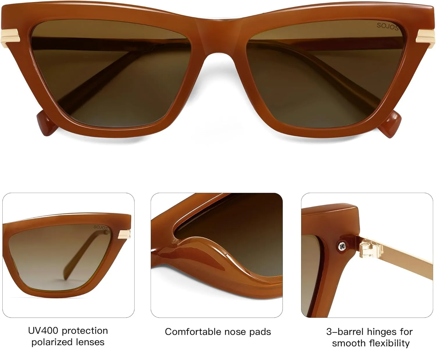SOJOS Retro Small Polarized Cat Eye Sunglasses Womens Vintage Shades Trendy Stylish Sunnies SJ2361