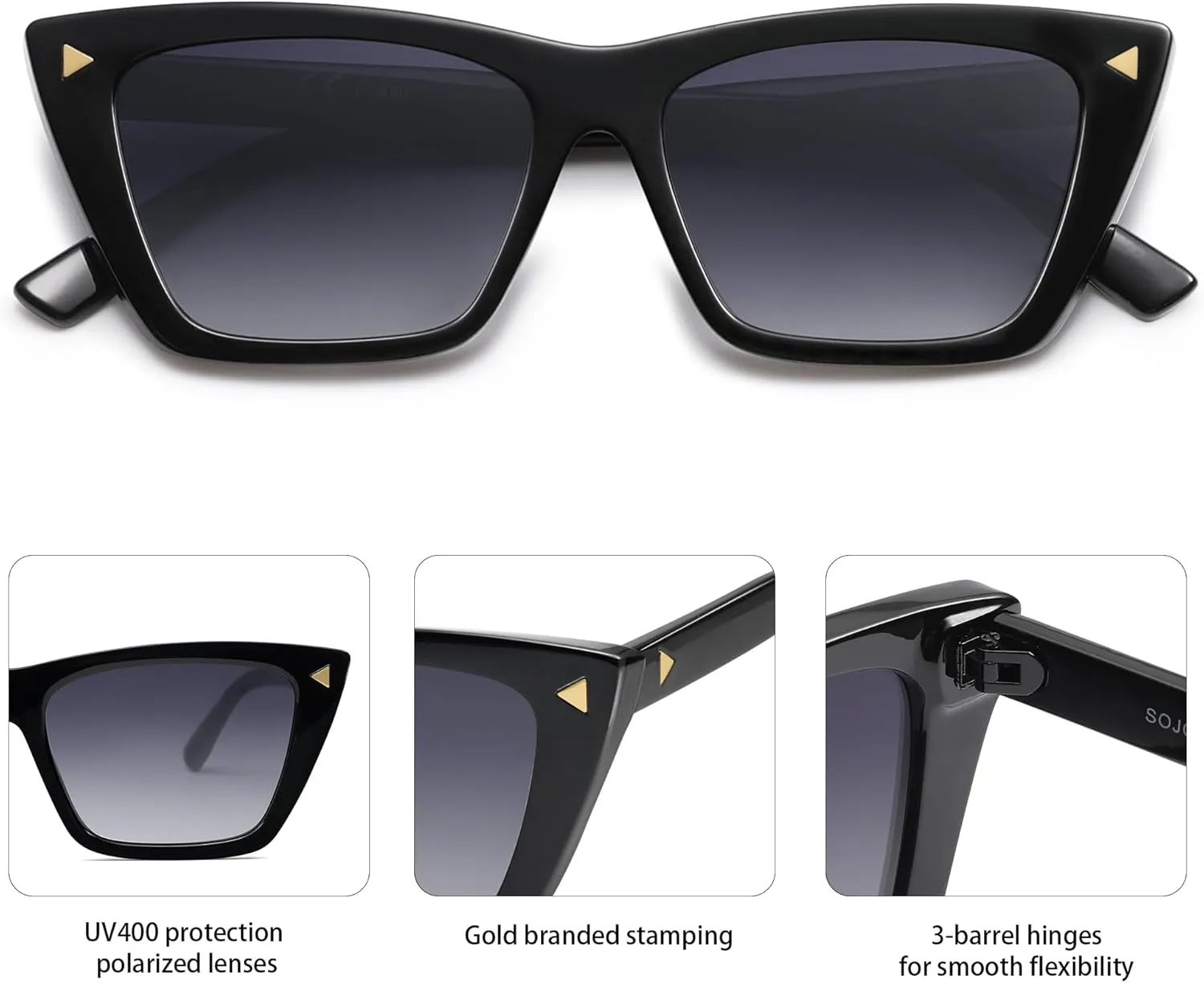 SOJOS Trendy Sunglasses Womens Cute Cat Eye Polarized Square Women Designer Shades SJ2297