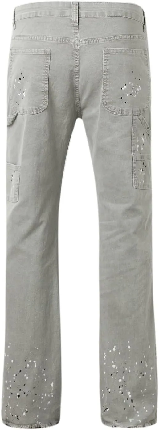 Stacked Jeans Men Baggy Jeans Men Patch Flared Trousers Outfits Bell Bottom Disco Denim Pants Vintage Patch Jeans
