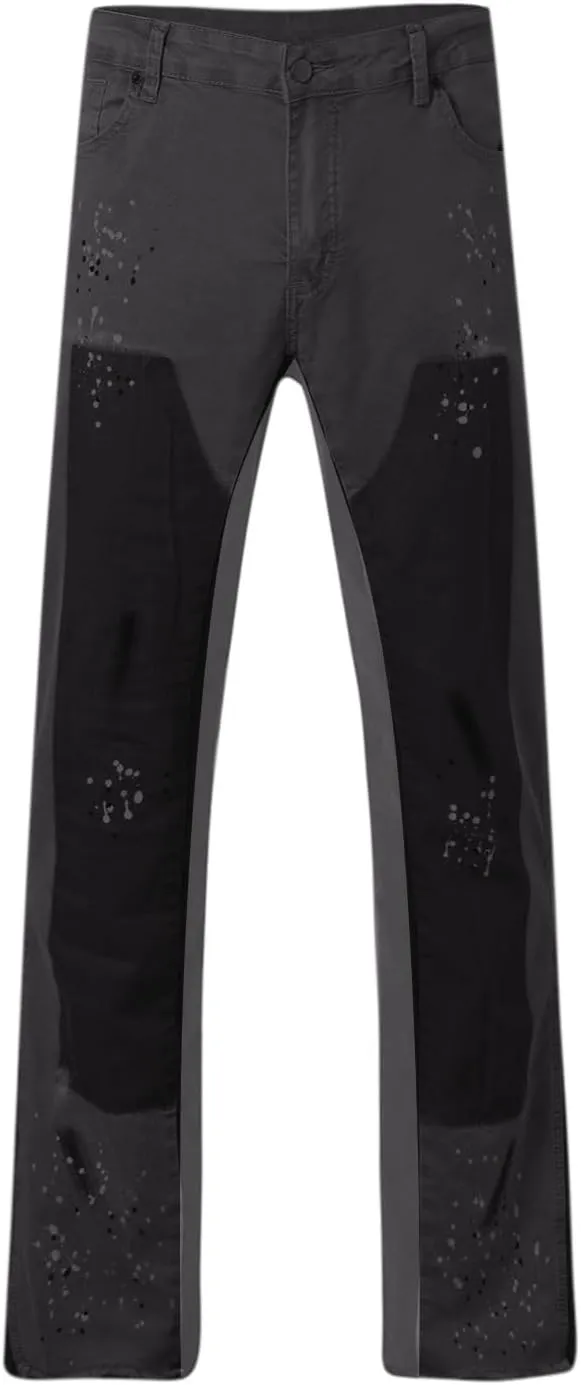 Stacked Jeans Men Baggy Jeans Men Patch Flared Trousers Outfits Bell Bottom Disco Denim Pants Vintage Patch Jeans