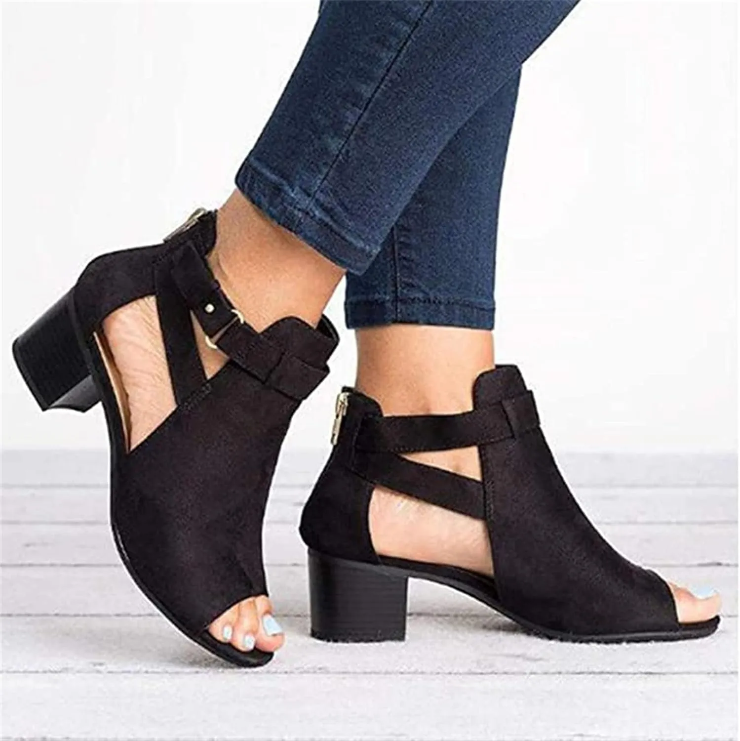 Summer Sandals For Women Dressy Comfortable,Women's Open Toe Ankle Strap High Chunky Heel Sandals Cute Strappy Sandals