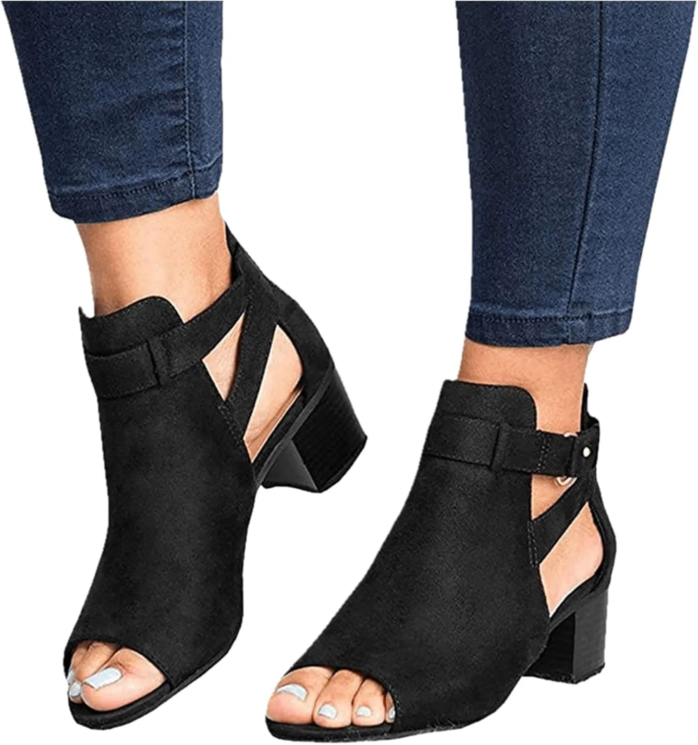 Summer Sandals For Women Dressy Comfortable,Women's Open Toe Ankle Strap High Chunky Heel Sandals Cute Strappy Sandals