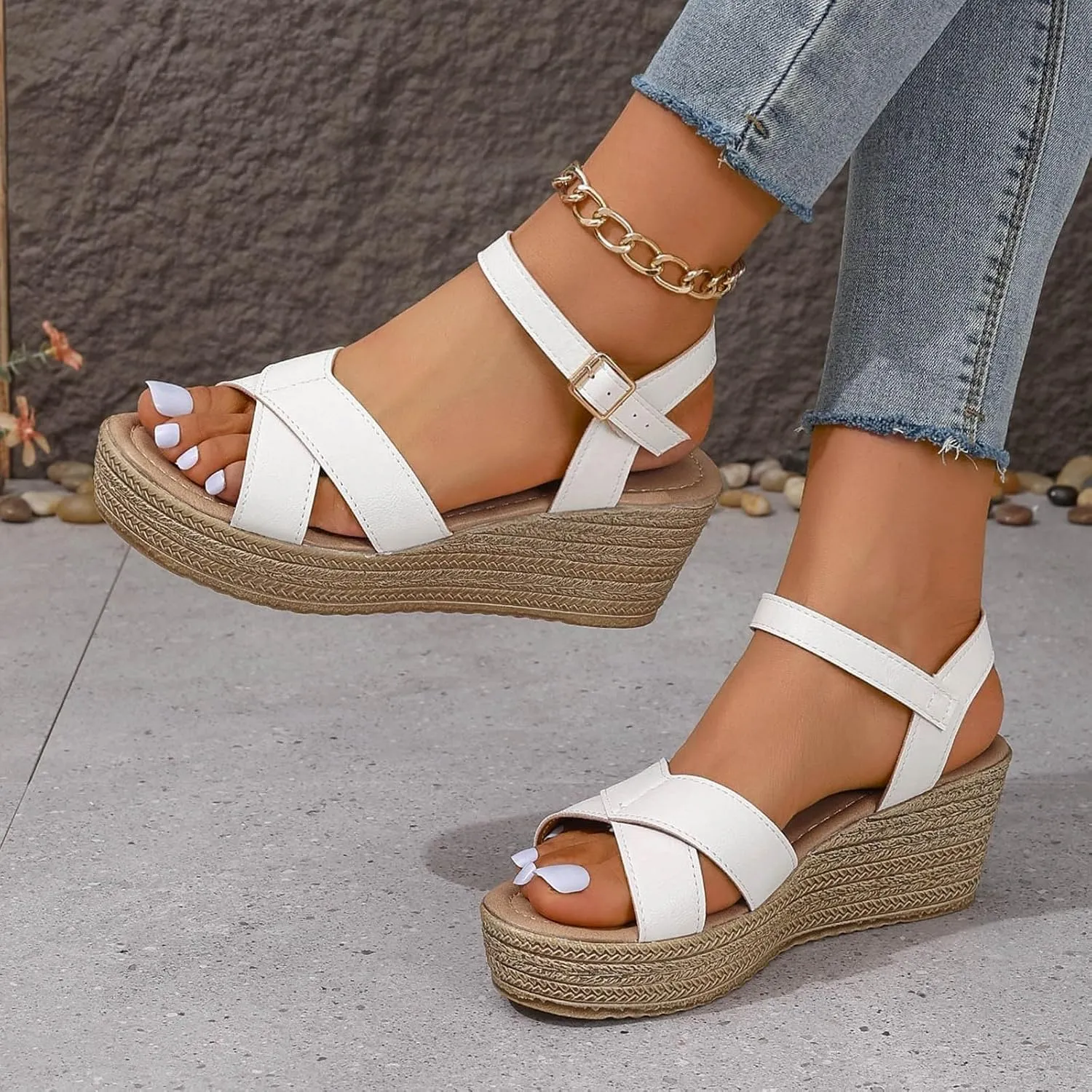 Temperament Thick Bottom Sandals for Women Womens Summer Open Toe Wedges Sandal Breathable Casual Sandals