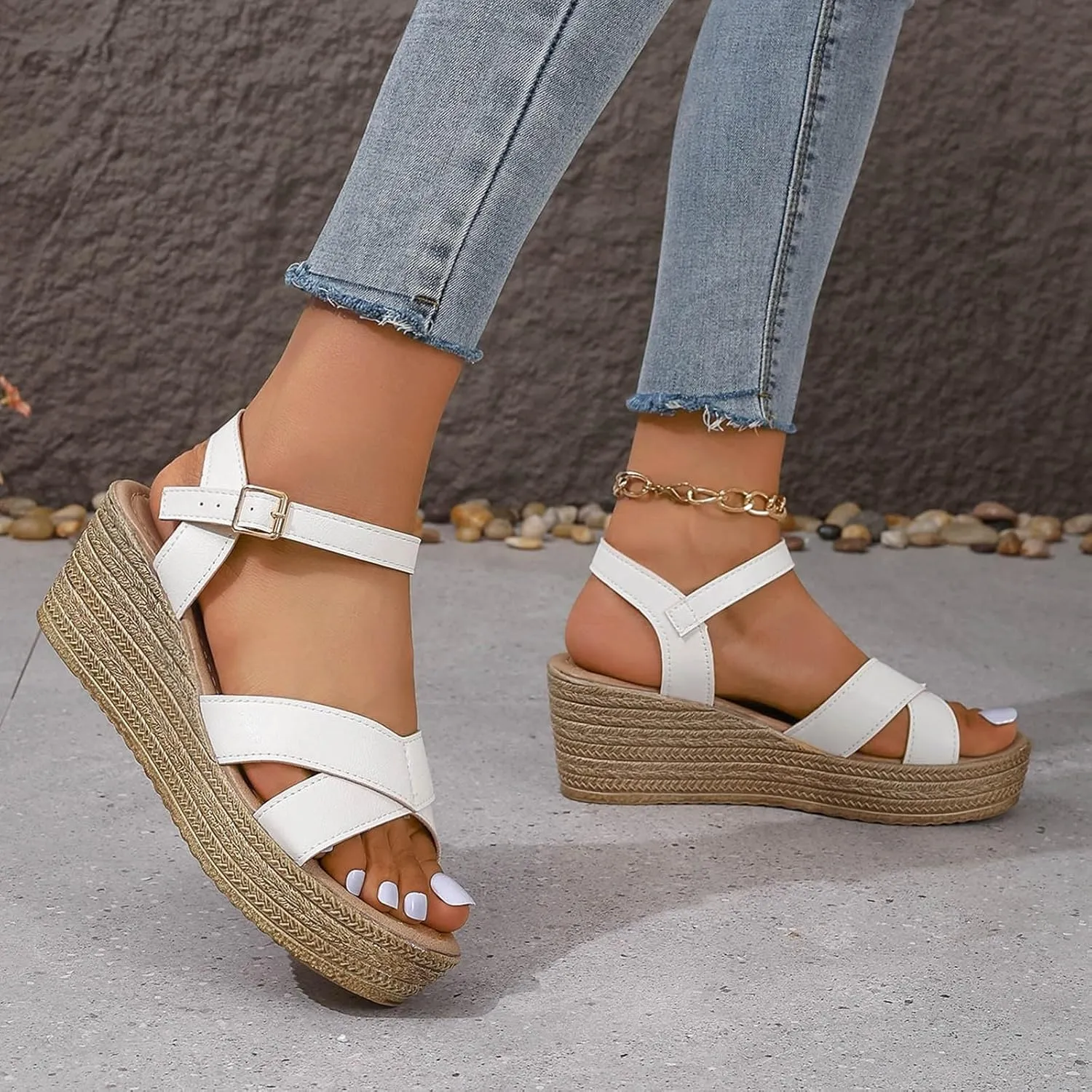 Temperament Thick Bottom Sandals for Women Womens Summer Open Toe Wedges Sandal Breathable Casual Sandals