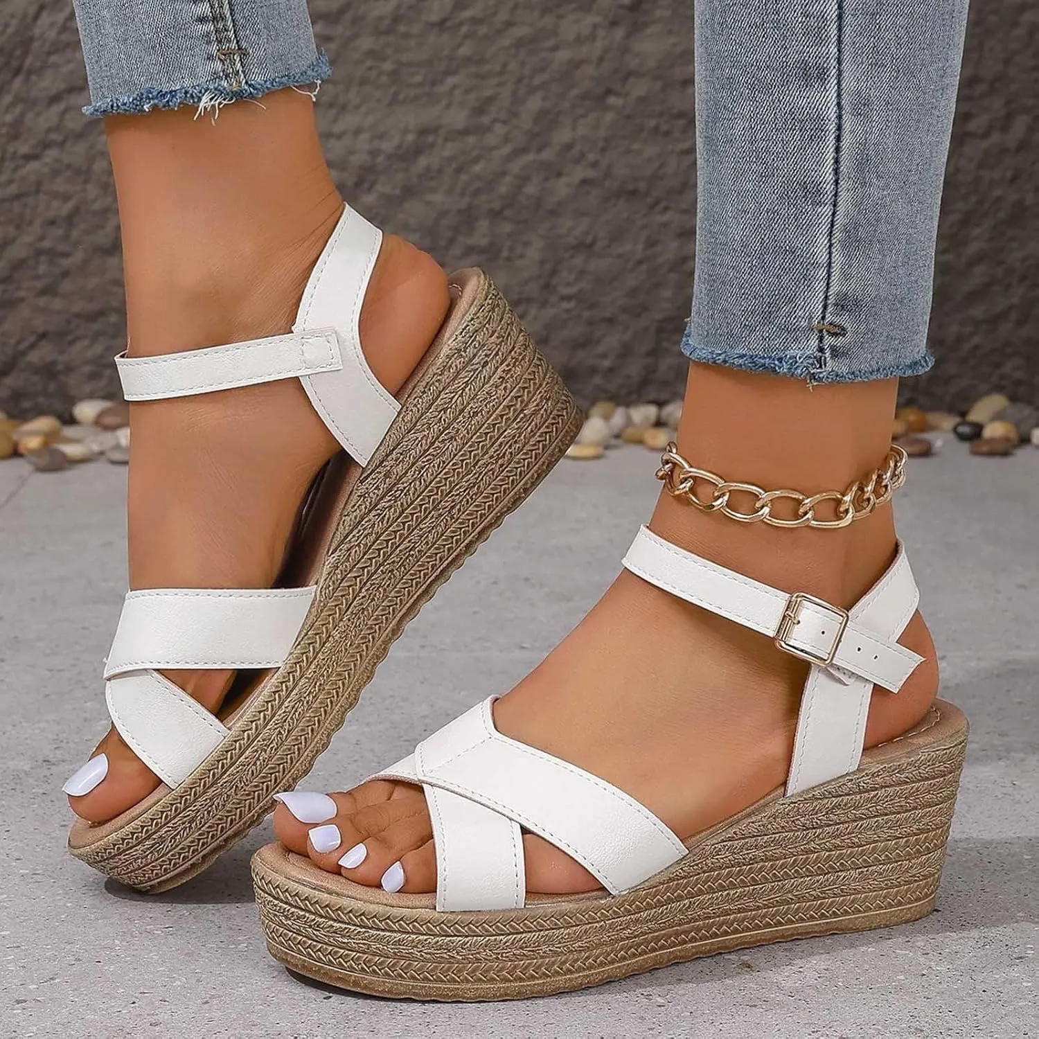 Temperament Thick Bottom Sandals for Women Womens Summer Open Toe Wedges Sandal Breathable Casual Sandals