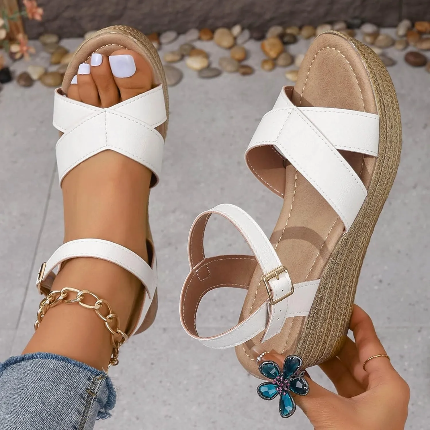 Temperament Thick Bottom Sandals for Women Womens Summer Open Toe Wedges Sandal Breathable Casual Sandals