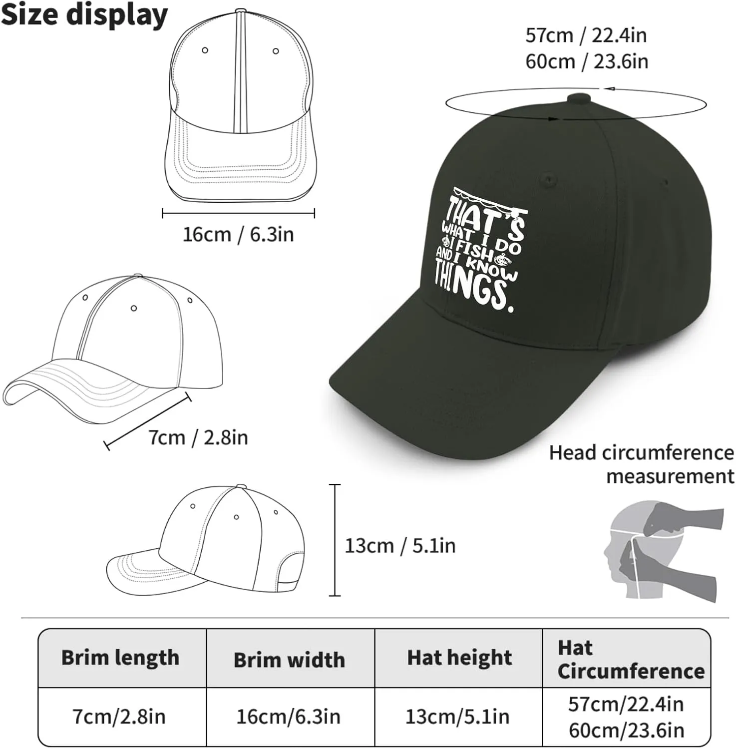 That's What I Do I Fish and Know Things Trucker Hat Mens Trucker Hat AllBlack Men Hats Gifts for Son Baseball Caps