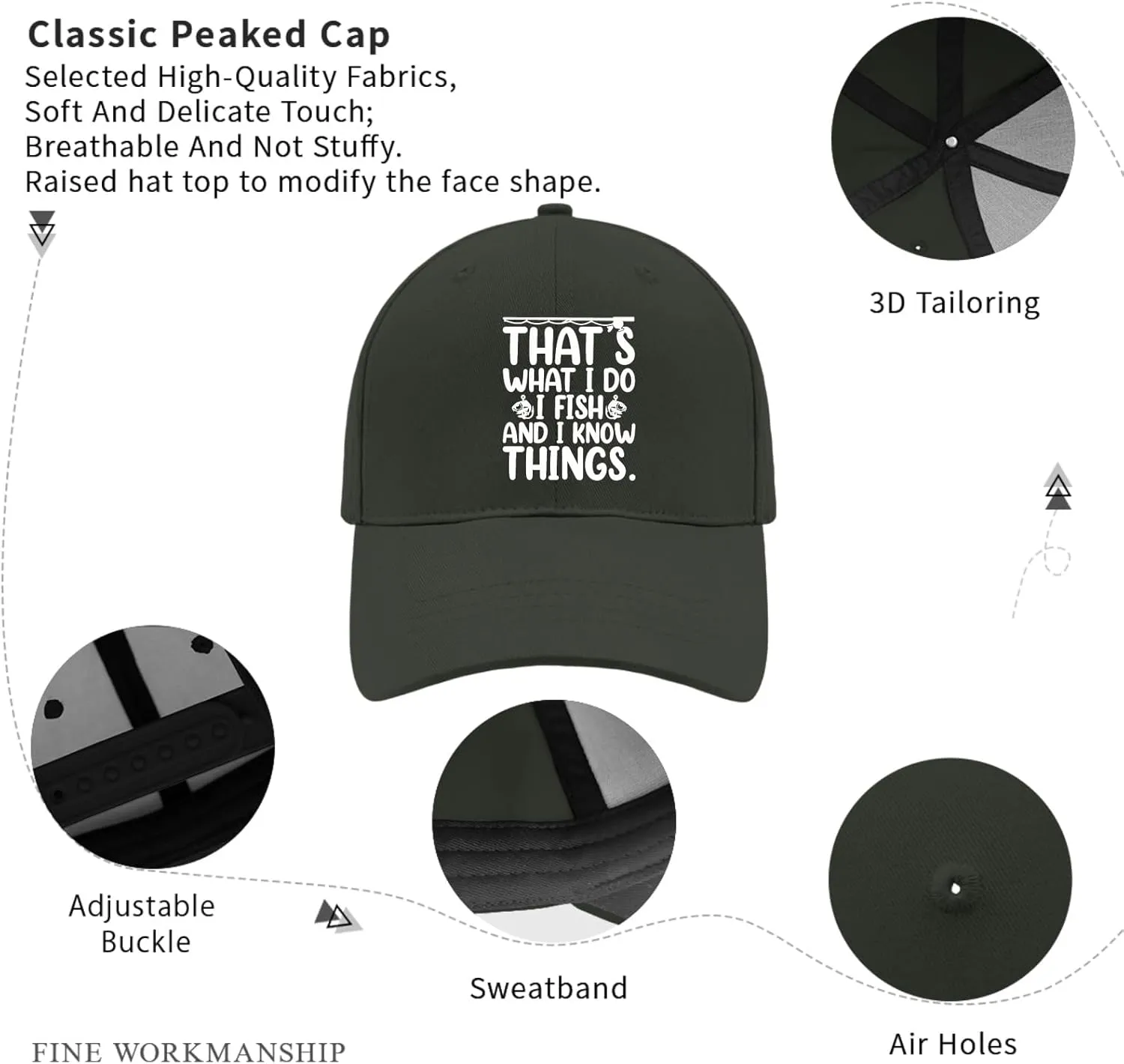 That's What I Do I Fish and Know Things Trucker Hat Mens Trucker Hat AllBlack Men Hats Gifts for Son Baseball Caps