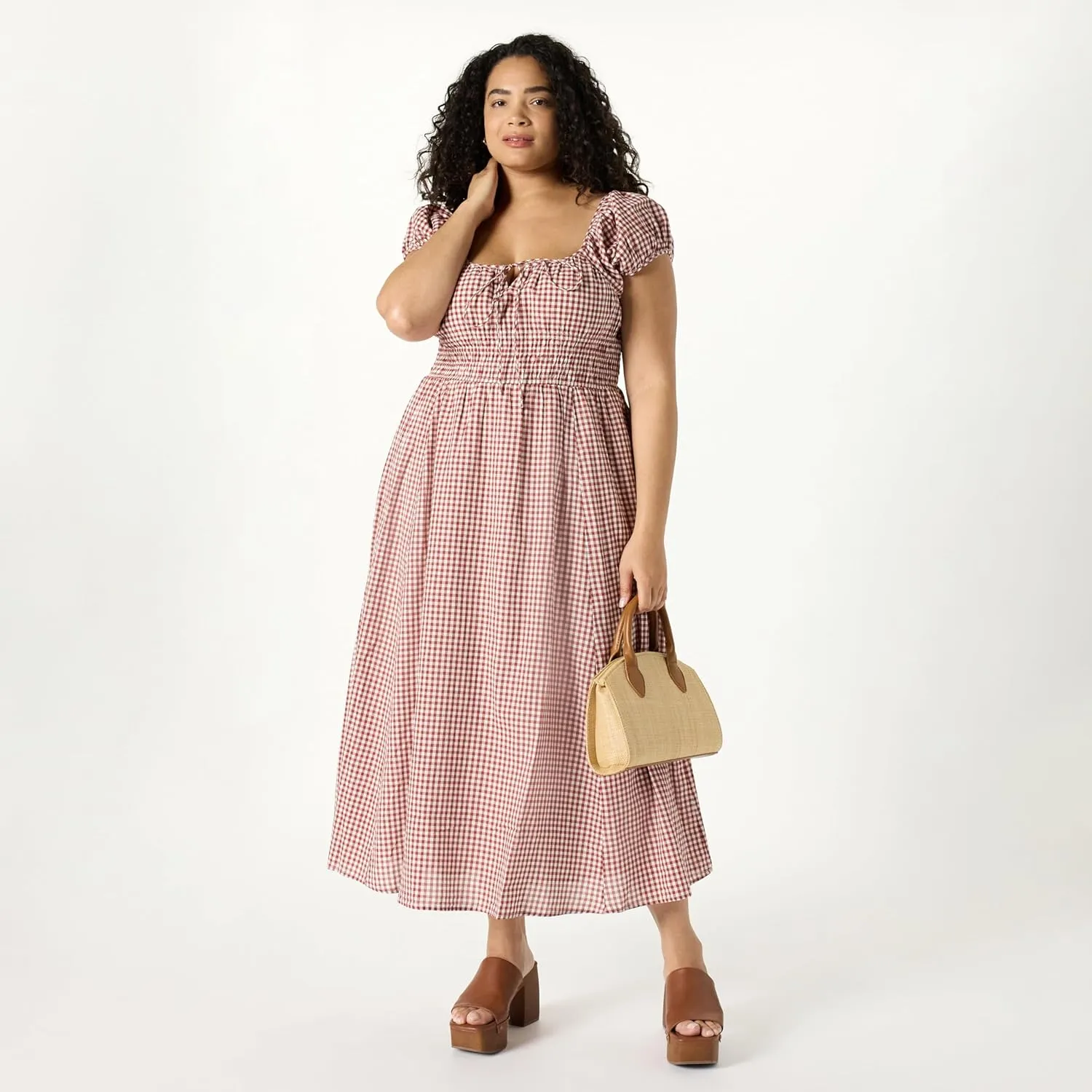 The Drop Women's Melody Cap Sleeve Tie Front Cotton Dress