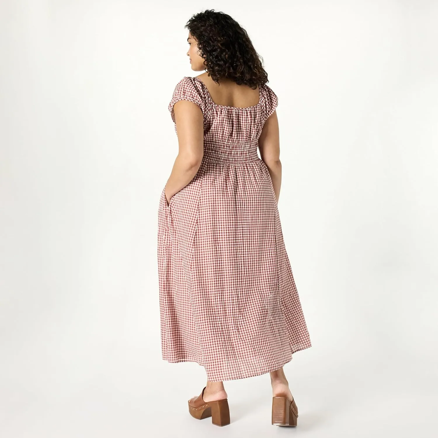 The Drop Women's Melody Cap Sleeve Tie Front Cotton Dress