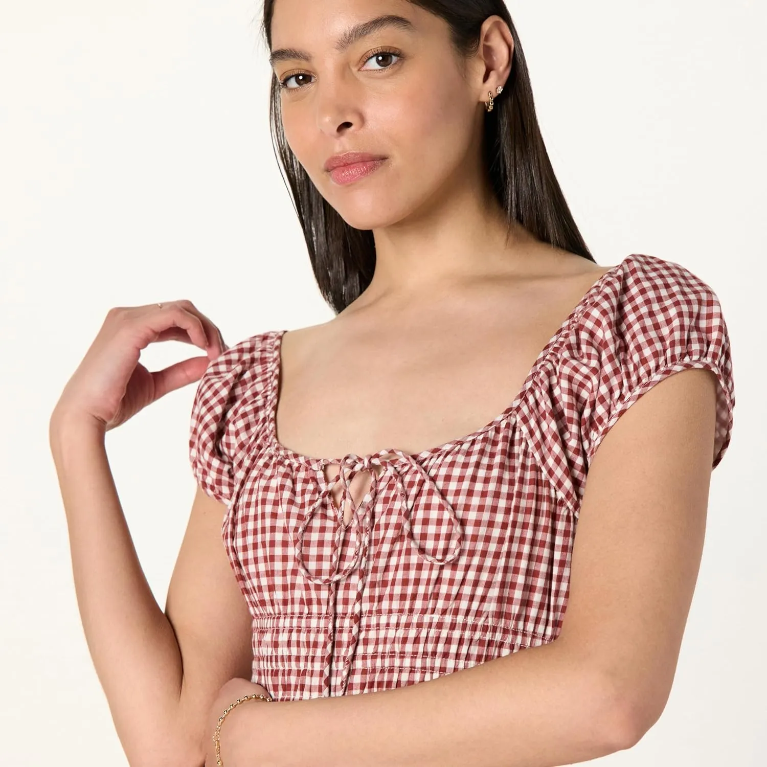 The Drop Women's Melody Cap Sleeve Tie Front Cotton Dress