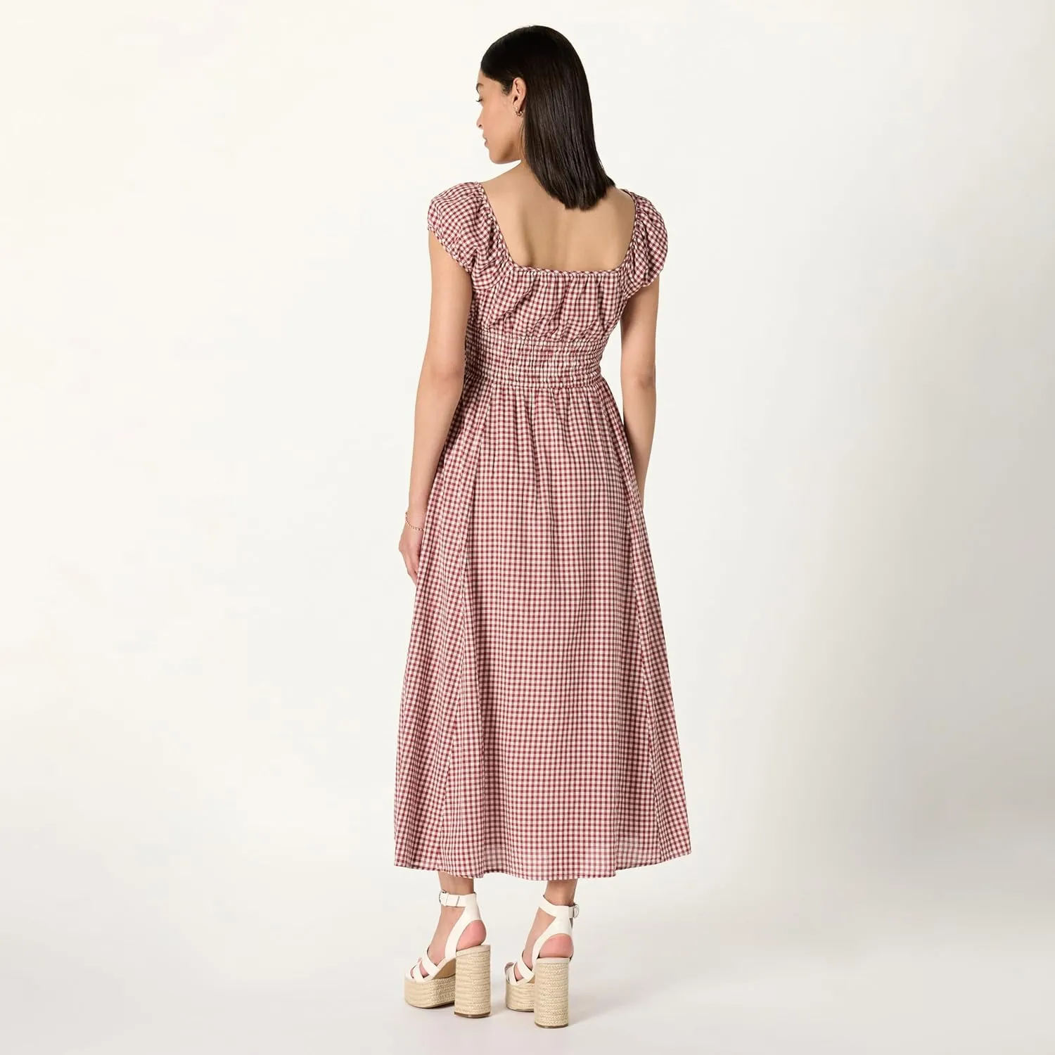 The Drop Women's Melody Cap Sleeve Tie Front Cotton Dress